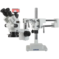 KOPPACE 3.5X-180X Stereo Measurement Microscope 2K HD Pictures and Videos Dual arm Bracket Electron Microscope