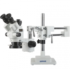 KOPPACE 3.5X-90X Stereo Microscope Trinocular interface 0.5XCTV With Magnification Locking Function Dual Arm Bracket Industrial Microscope