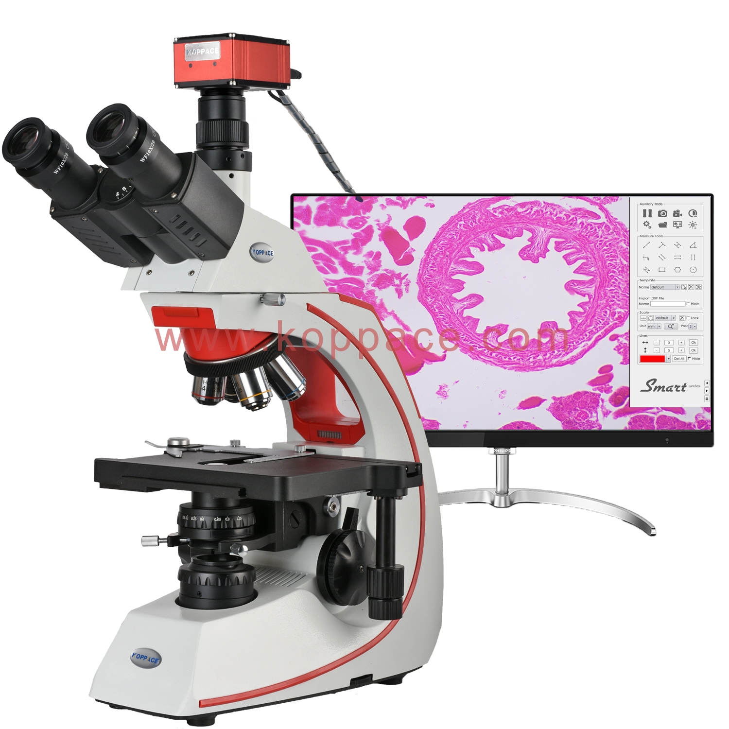 KOPPACE 40X-1600X 4K 8.3 Million Pixe Research-Grade Trinocular Compound  Lab Microscope High Contrast Full Achromatic Microscope