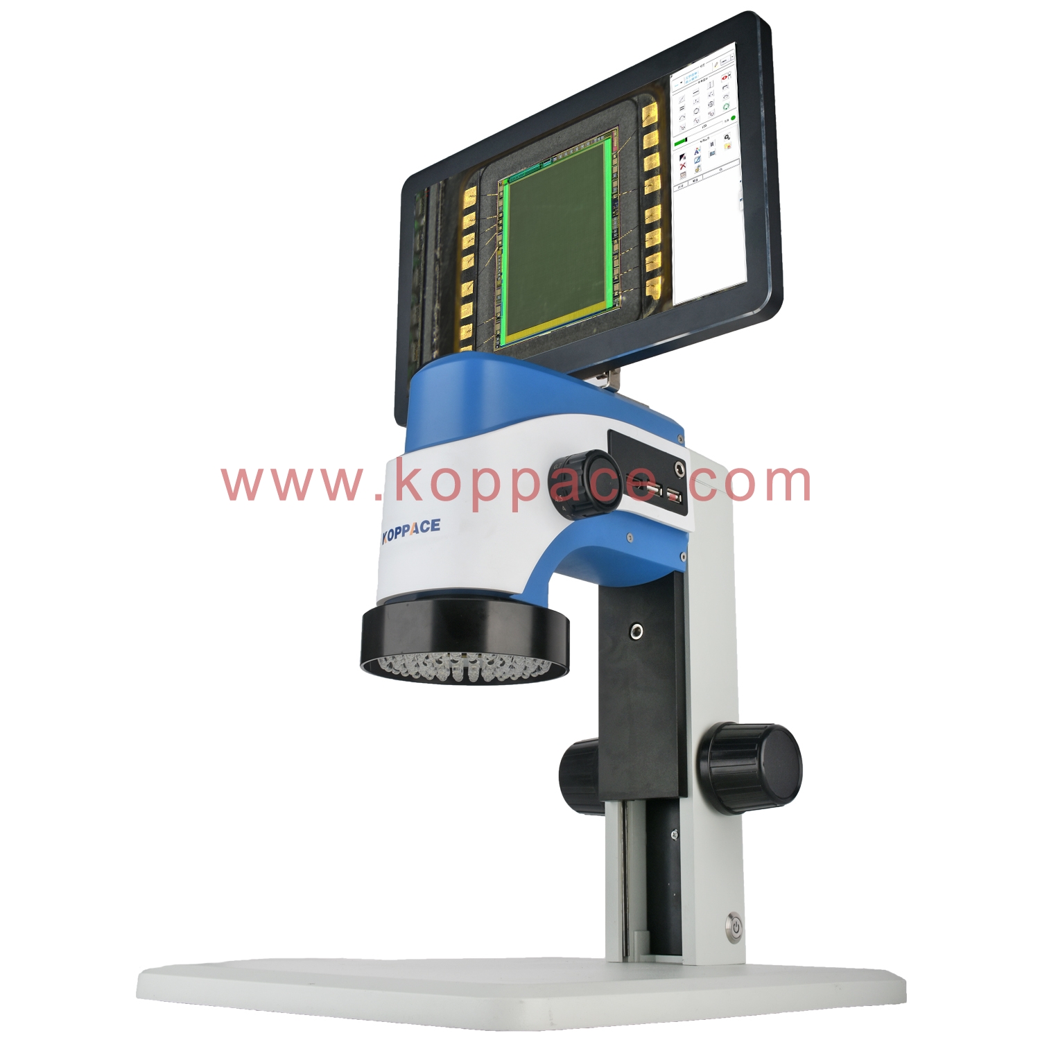 Industrial Measuring Microscope,11.6 inch HD Monitor KOPPACE 12X-77X,2 Million Pixels,HDMI HD Industrial Microscope