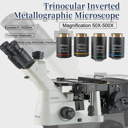 KOPPACE 50X-500X Trinocular Inverted Metallurgical Microscope Eyepiece PL10X22mm