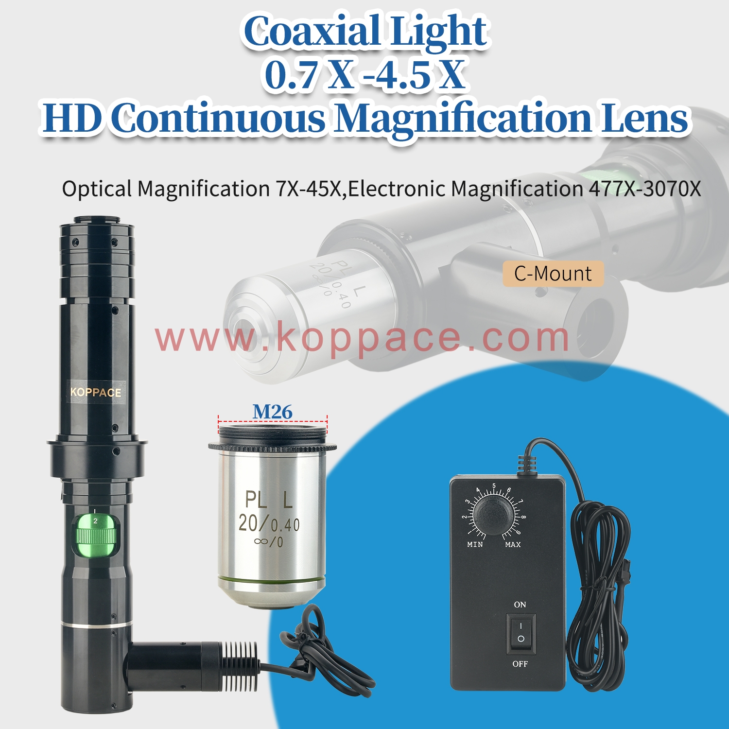KOPPACE 477X-3070X Coaxial Light Microscope Lens Observation KOPPACE 477X-3070X Coaxial Light Microscope Lens Observation