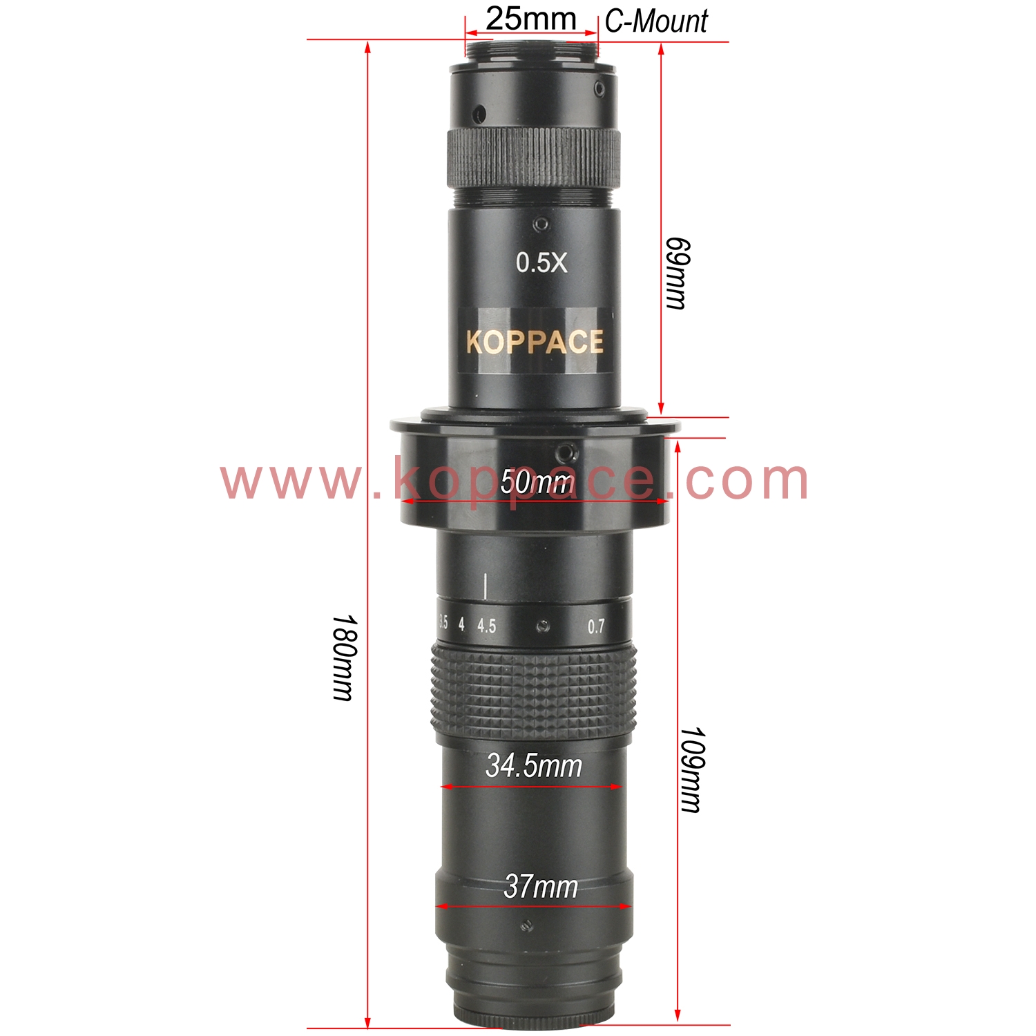 KOPPACE 24X-157X Continuous Zoom Lens Industrial Microscope Lens