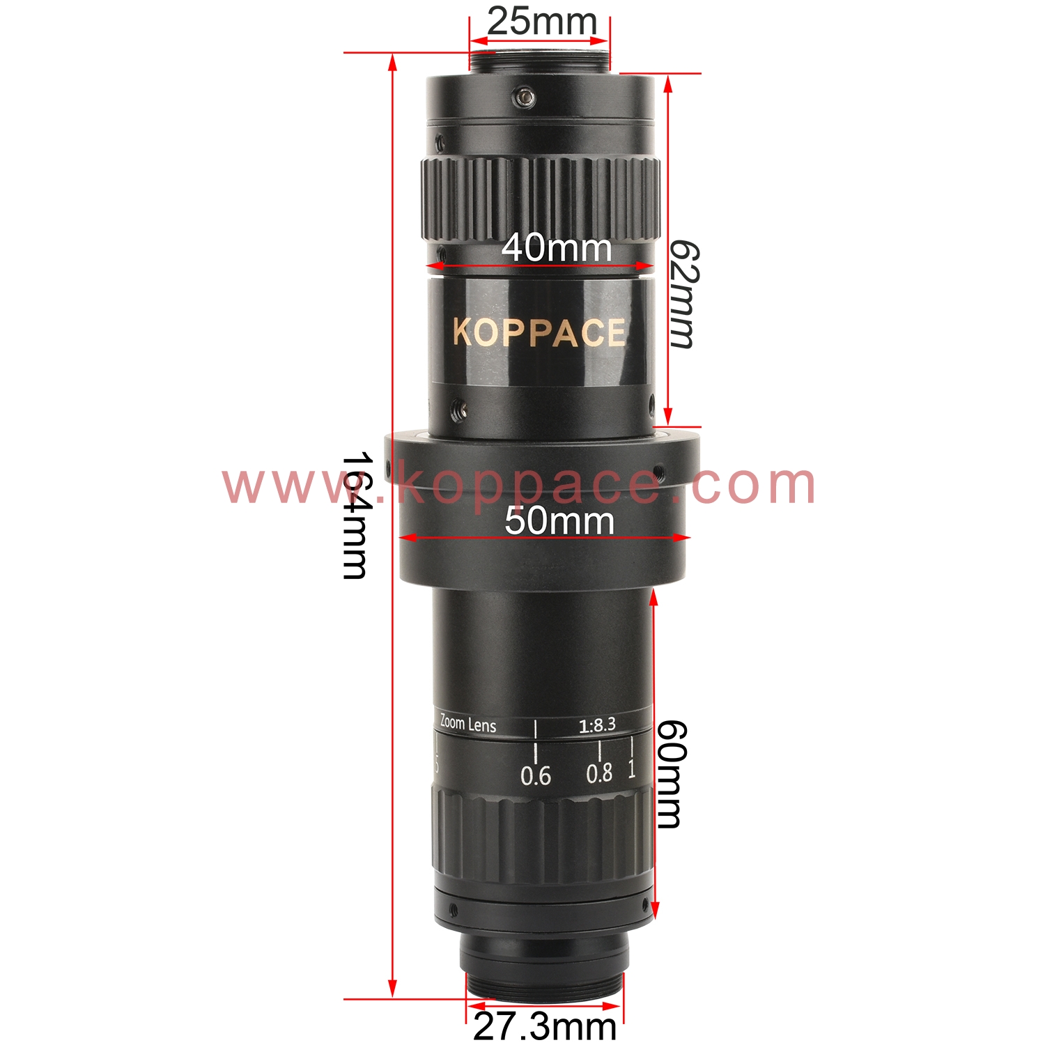 KOPPACE 21X-175X Industrial Microscope Lens 0.6X-5X Continuous Zoom Lens